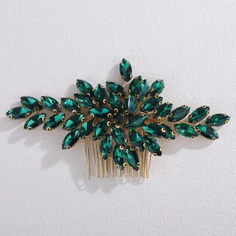 Trendy Rhinestone Bridal Bride Hair Comb Handmade Wedding Side Hair Comb Accessories Party Hair Piece for Women and Girl Jewelry