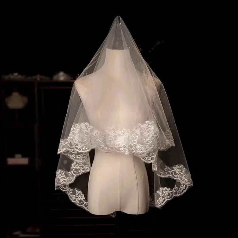 New Lace Flower Bridal Veil Soft Tulle Single-layer Wedding Veils White Long Bride Head Gauze Wedding Accessories