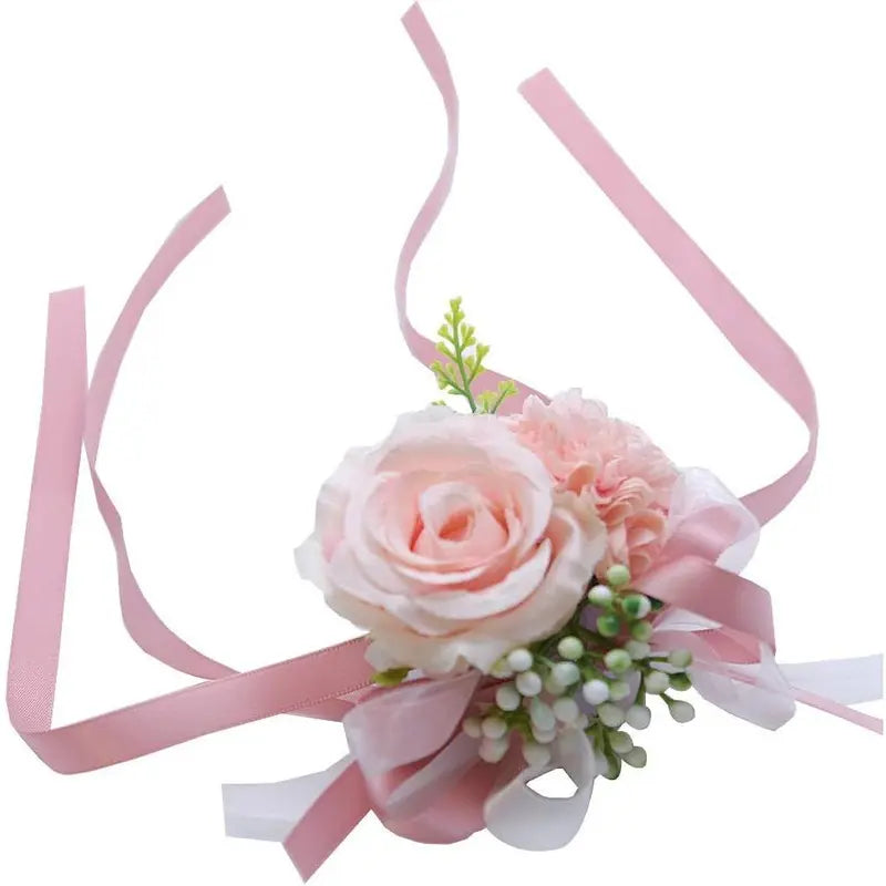 2 Pack Rose Wrist Corsages Wristband Hand Flowers for Wedding Bridesmaid Bridal Shower Prom Party (2 Wrist Corsages White)