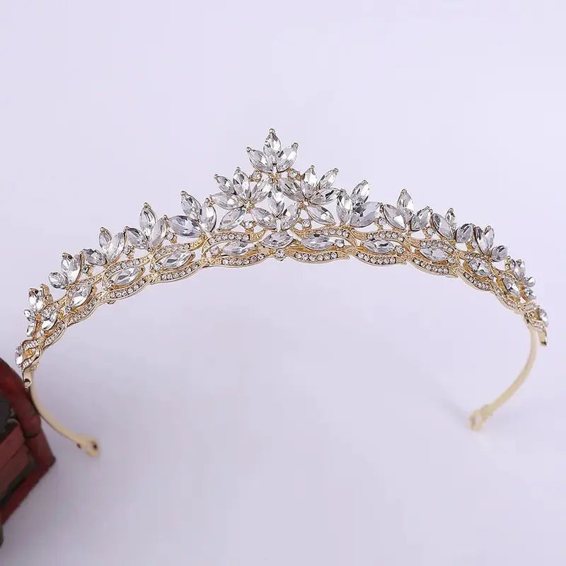 Fashion Gold Silver Color Crystal Rhinestone Tiaras And Crowns Wedding Hair Accessories For Women Bride Princess Diadems Party