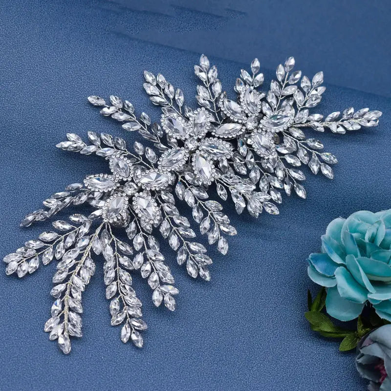 A422 Silver Bridal Hair Piece Shinny Wedding Headbands Tiaras Handmade Wedding Hair Accessories Head Jewelry Bride Headwear