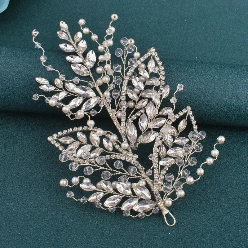 A422 Silver Bridal Hair Piece Shinny Wedding Headbands Tiaras Handmade Wedding Hair Accessories Head Jewelry Bride Headwear