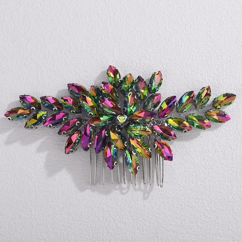 Trendy Rhinestone Bridal Bride Hair Comb Handmade Wedding Side Hair Comb Accessories Party Hair Piece for Women and Girl Jewelry