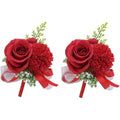 2 Pack Rose Wrist Corsages Wristband Hand Flowers for Wedding Bridesmaid Bridal Shower Prom Party (2 Wrist Corsages White)