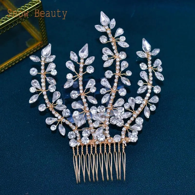 A422 Silver Bridal Hair Piece Shinny Wedding Headbands Tiaras Handmade Wedding Hair Accessories Head Jewelry Bride Headwear