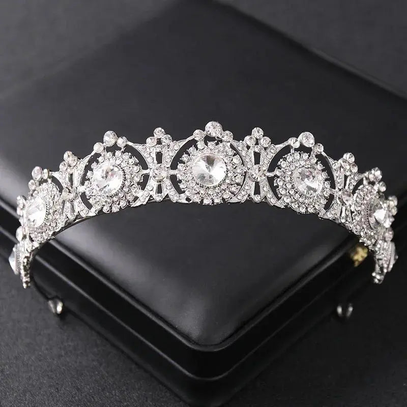 Silver Color Crystal Tiaras And Crowns For Bride Women Party Queen Bridal Wedding Hair Accessories Jewelry Headpiece Crown Tiara