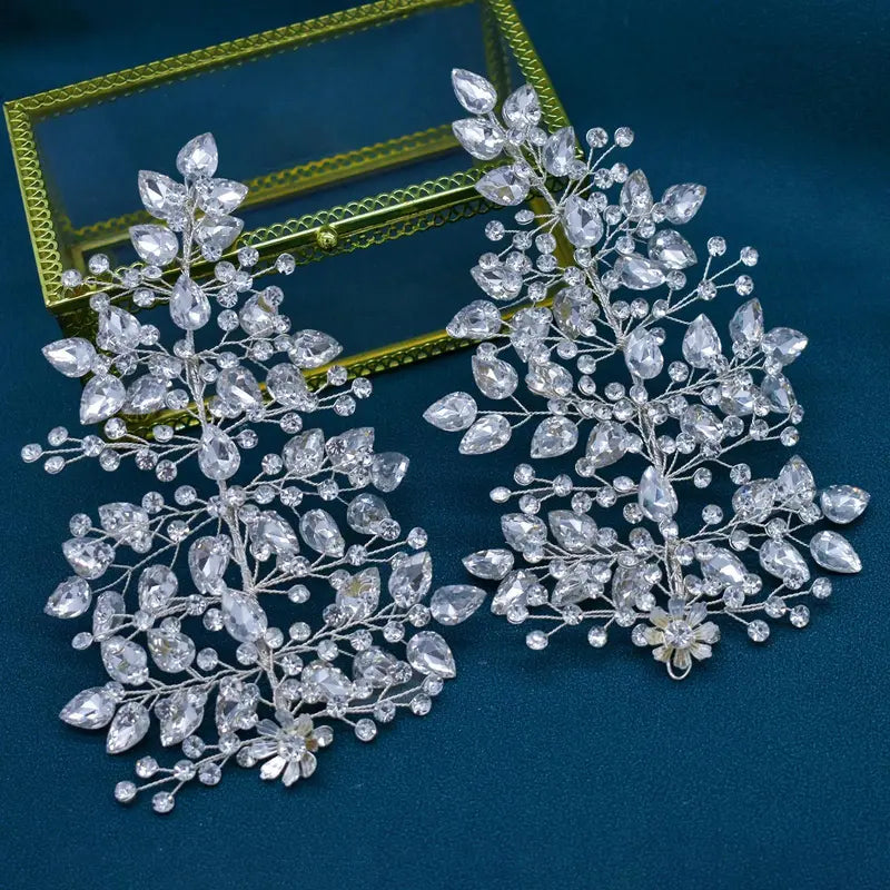 A422 Silver Bridal Hair Piece Shinny Wedding Headbands Tiaras Handmade Wedding Hair Accessories Head Jewelry Bride Headwear