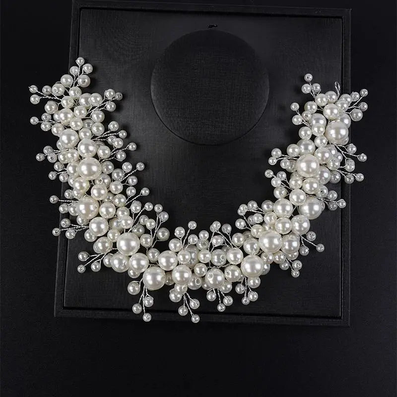 Trendy Handmade Pearl Bridal Headband Luxury Wedding Hair Accessories Bridesmaid Girls Head Jewelry for Women Headpiece Tiaras