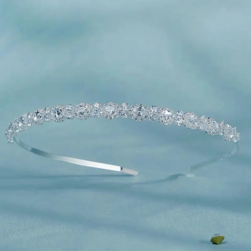 Silver Rhinestone Hair Crown with Ivory Pearl Vintage Crystal Bridal Wedding Tiara Bride Headpiece Crowns Mom-Daughter Headband