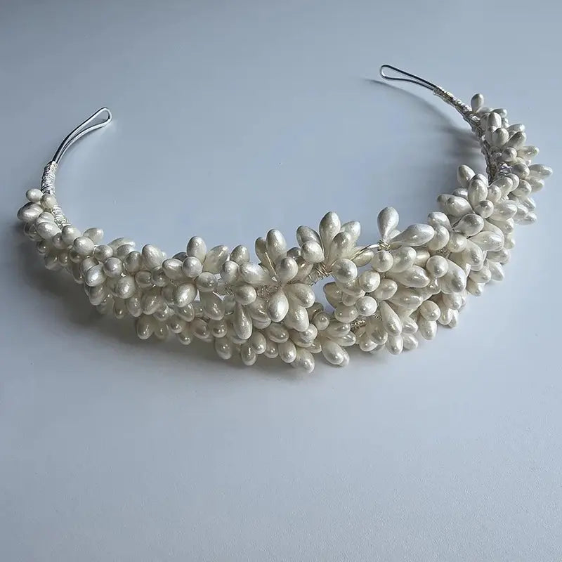SLBRIDAL Handmade Ins Style Luxury Rhinestone Crystal Porcelain Flower Bridal Tiara Wedding Bridesmaids Crown Women Hair Jewelry