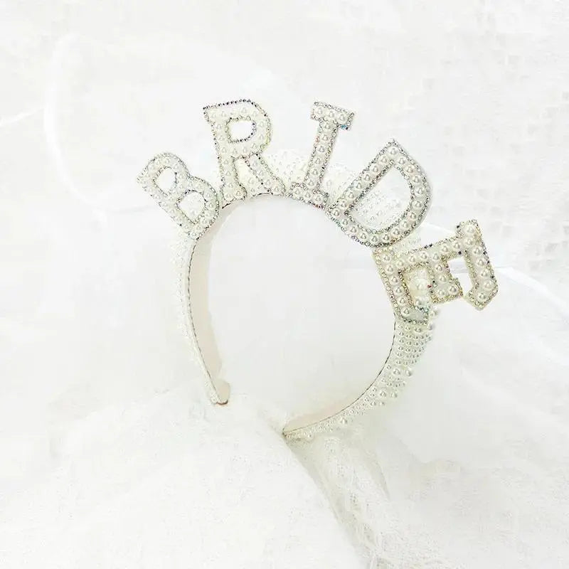 Bride to be Pearl crown Headband Bach Bachelorette hen Party Bridal Shower wedding engagement rehearsal dinner Decoration Gift