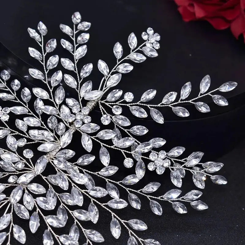 A422 Silver Bridal Hair Piece Shinny Wedding Headbands Tiaras Handmade Wedding Hair Accessories Head Jewelry Bride Headwear