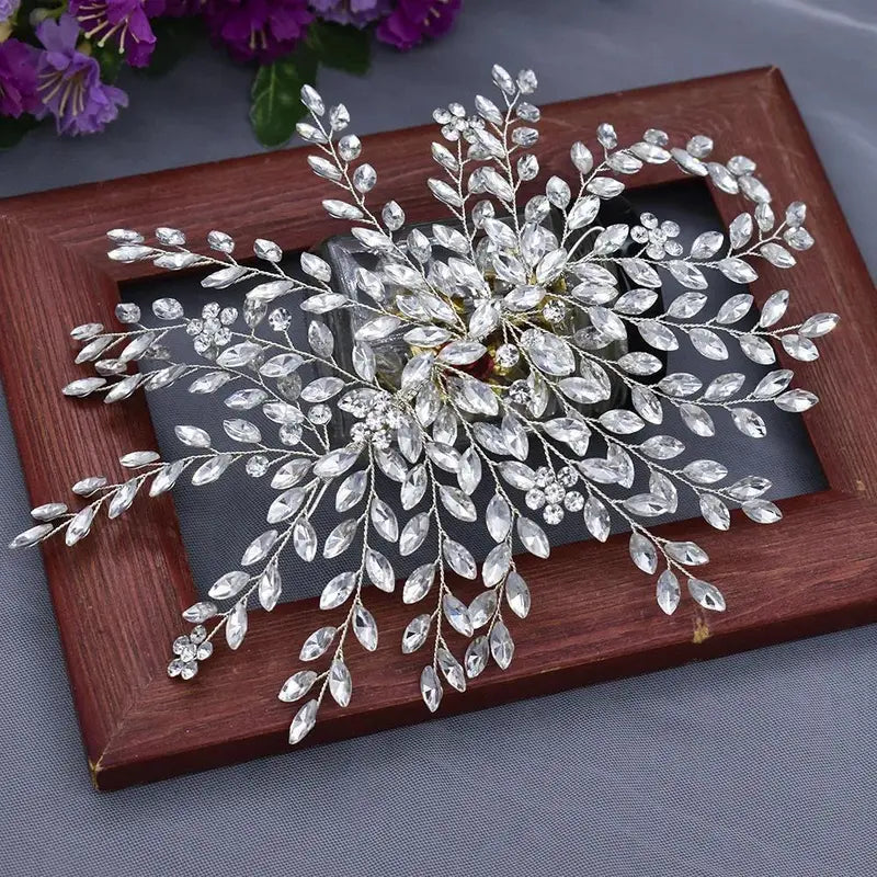 A422 Silver Bridal Hair Piece Shinny Wedding Headbands Tiaras Handmade Wedding Hair Accessories Head Jewelry Bride Headwear