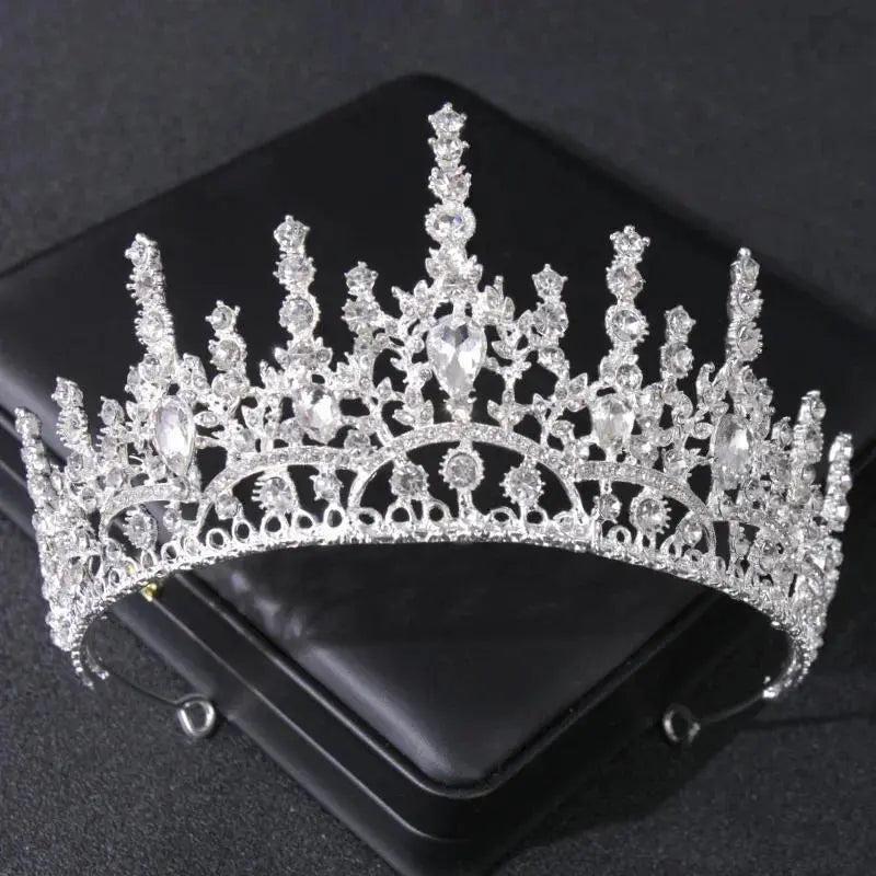 Silver Color Crystal Tiaras And Crowns For Bride Women Party Queen Bridal Wedding Hair Accessories Jewelry Headpiece Crown Tiara