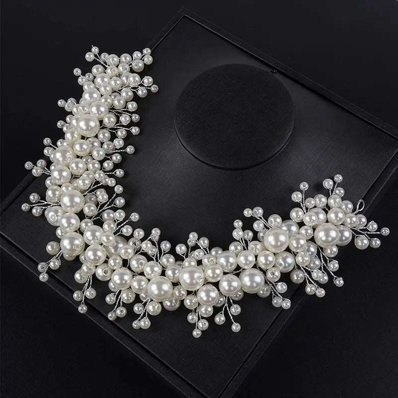 Trendy Handmade Pearl Bridal Headband Luxury Wedding Hair Accessories Bridesmaid Girls Head Jewelry for Women Headpiece Tiaras