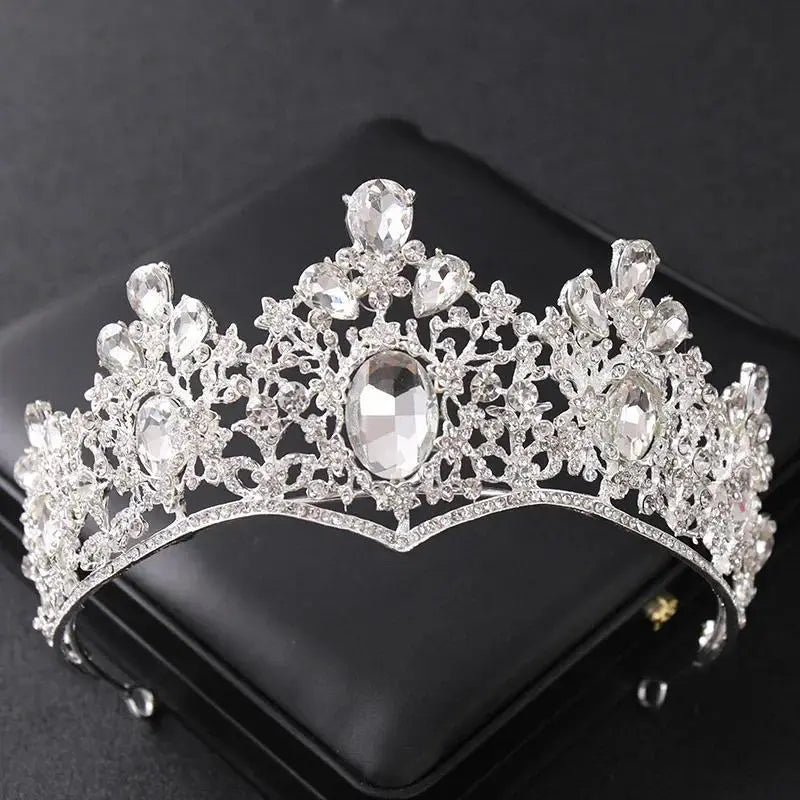 Silver Color Crystal Tiaras And Crowns For Bride Women Party Queen Bridal Wedding Hair Accessories Jewelry Headpiece Crown Tiara