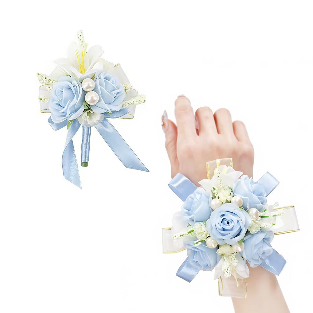 Purple Lilac Corsage and Boutonniere Set Prom Wrist Corsage Flower
