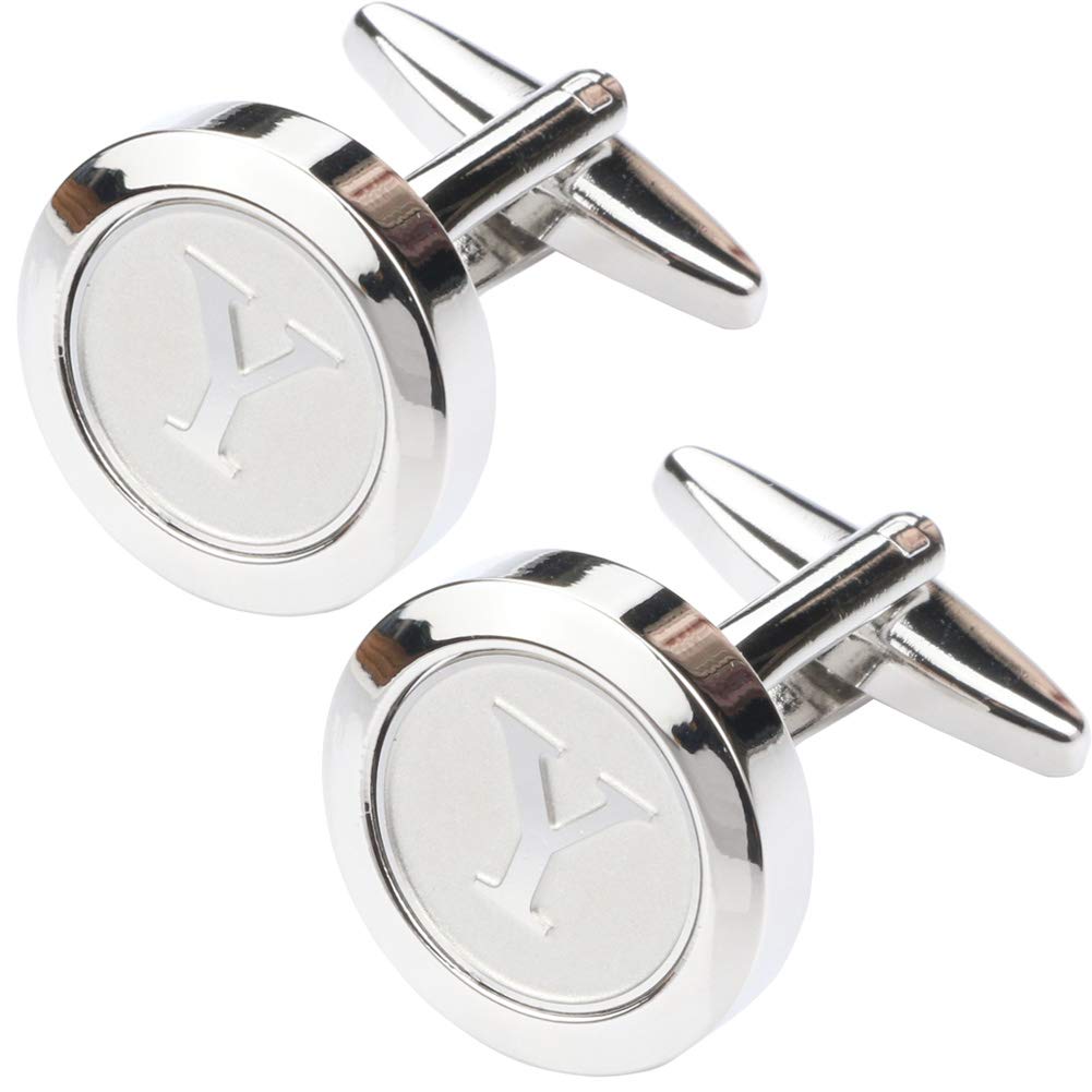 Mens Classic Stainless Steel Initial Cufflinks 26 Alphabet Initial Letter Cufflinks Business Wedding Shirts A-Z