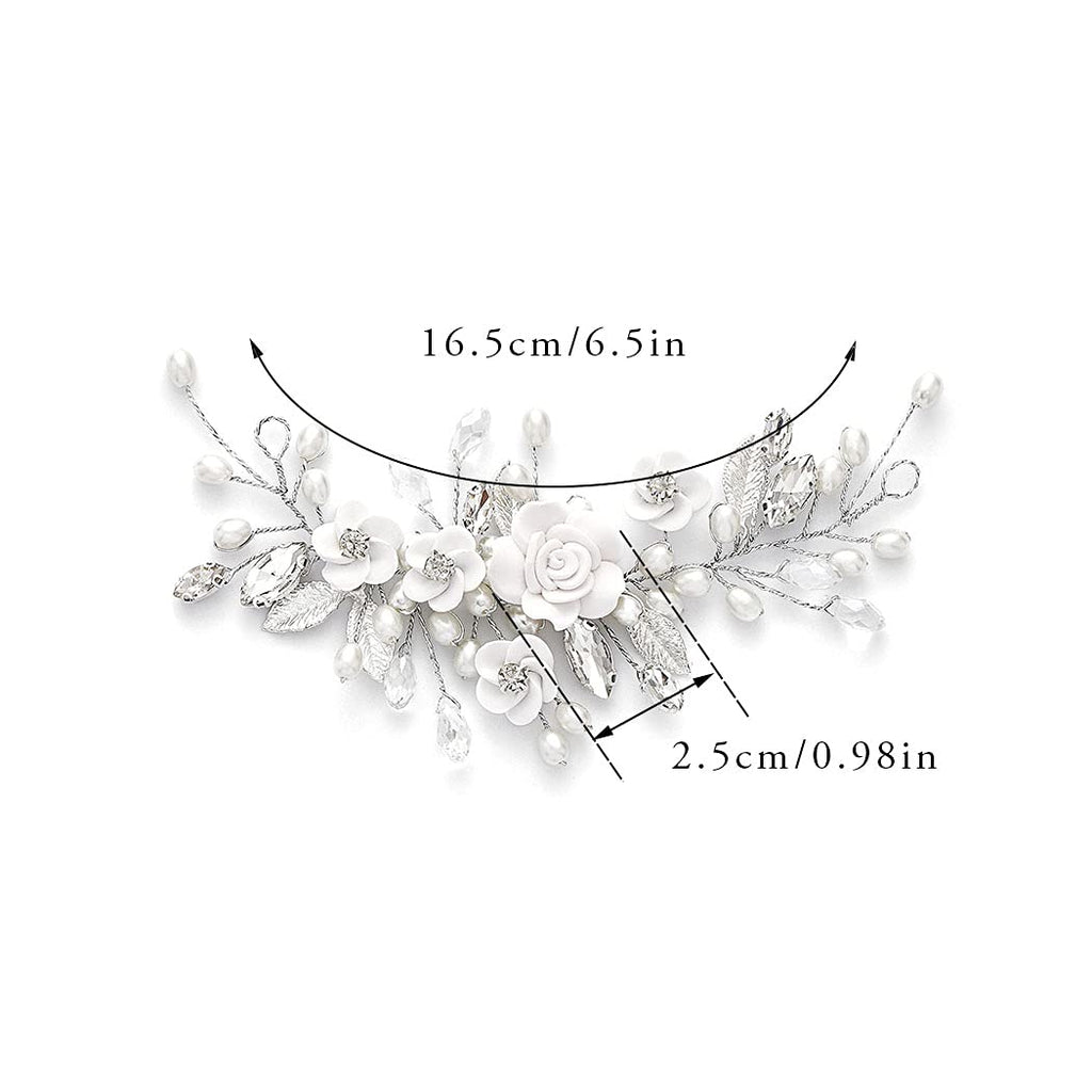 GORAIS Flower Wedding Hair Vine Pearl Bridal Hair Pieces Crystal Hair Accessories for Bride and Women