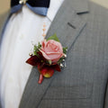 Wedding Flower Boutonniere Groom Rose Buttonholes Prom Suit Decoration for Men (White)
