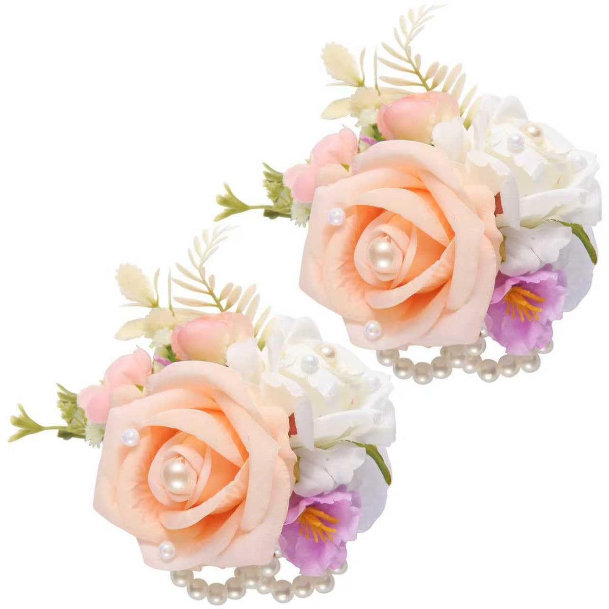 Boutonniere & Wrist Corsage Set for Wedding Prom, Pink Rose