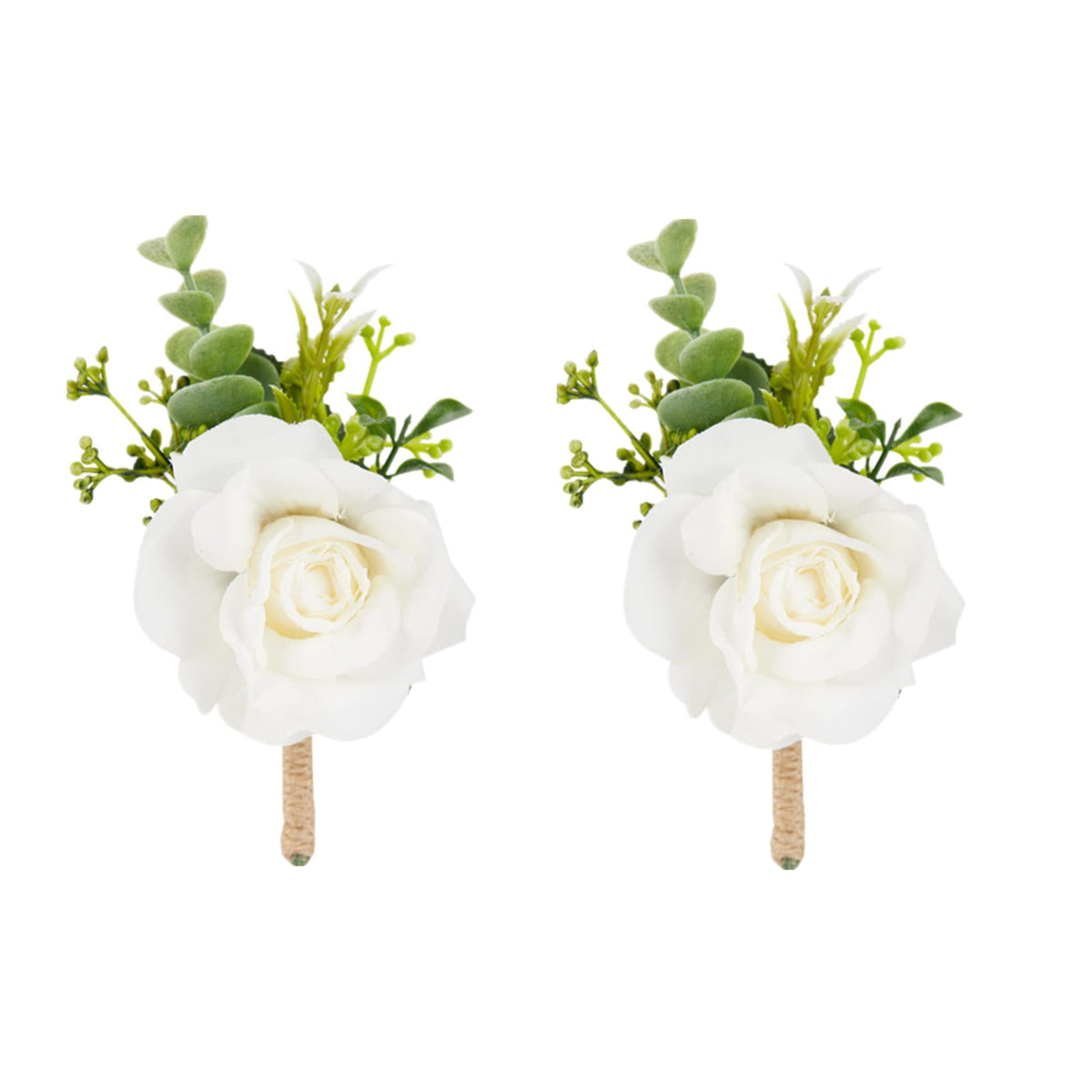 2Pcs White Silk Rose Wrist Corsages for Women Wedding Prom Party