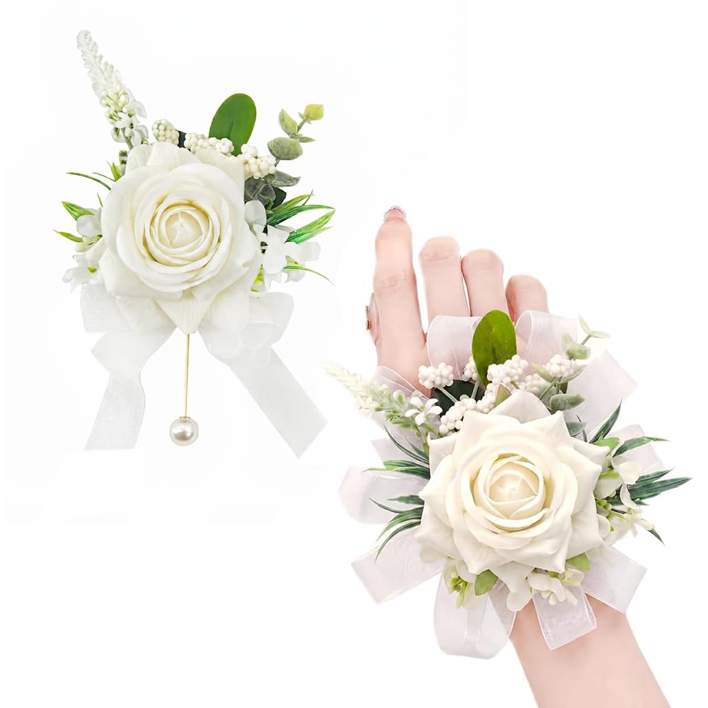 Purple Corsage and Boutonniere Set Girl Prom Corsage Wristlet