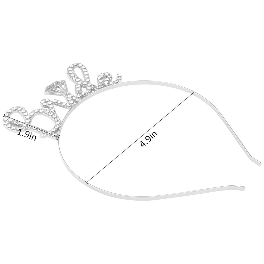 Bride Headband Bachelorette Party Decorations Bridal Headband for Bridal Shower, Bachelorette Party, Wedding (Silver)