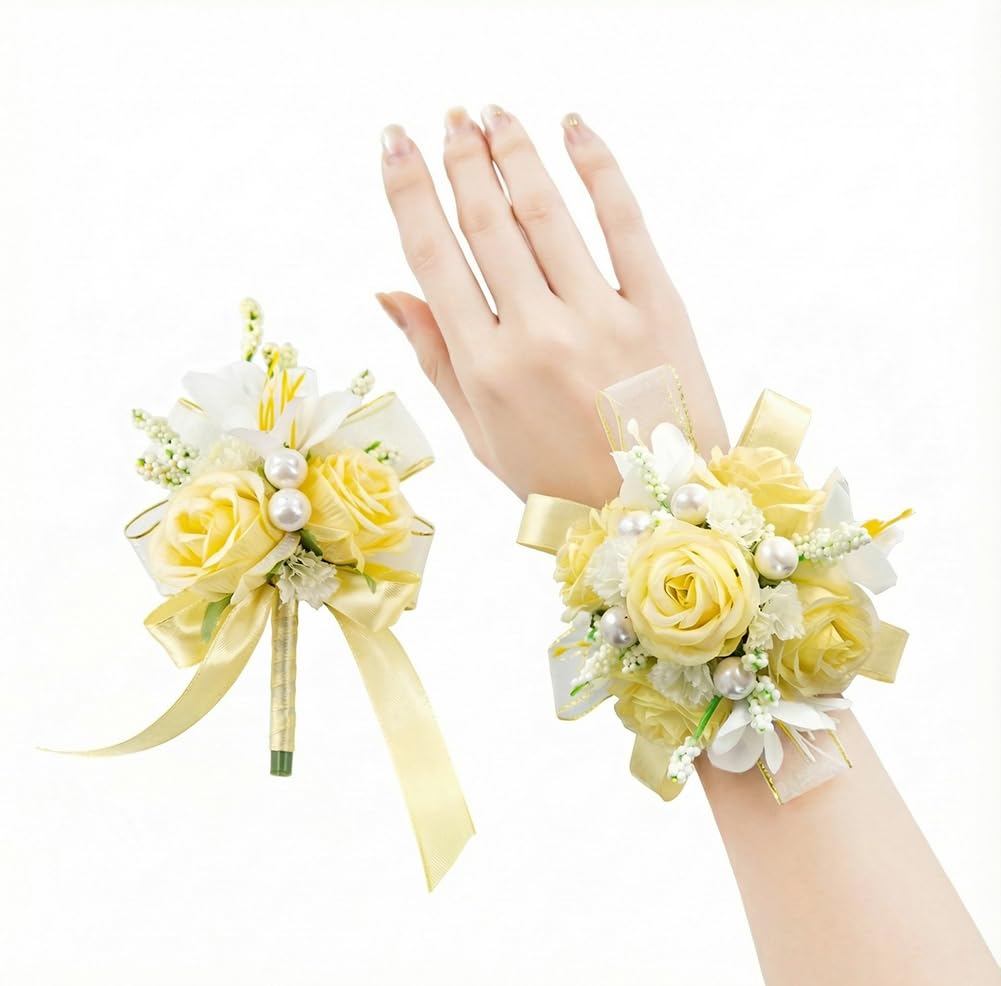 Purple Lilac Corsage and Boutonniere Set Prom Wrist Corsage Flower