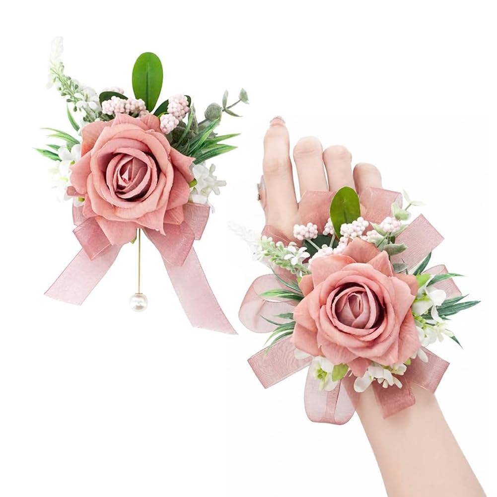 Purple Corsage and Boutonniere Set Girl Prom Corsage Wristlet