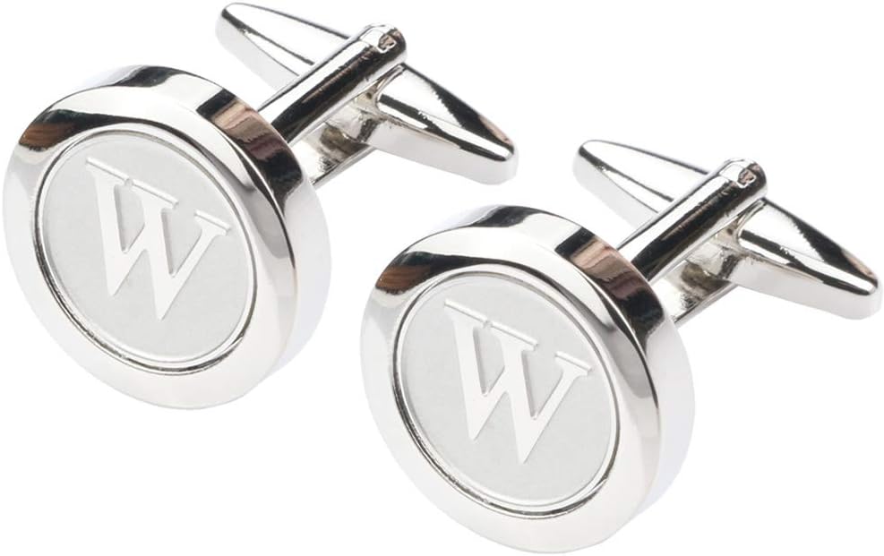 Mens Classic Stainless Steel Initial Cufflinks 26 Alphabet Initial Letter Cufflinks Business Wedding Shirts A-Z