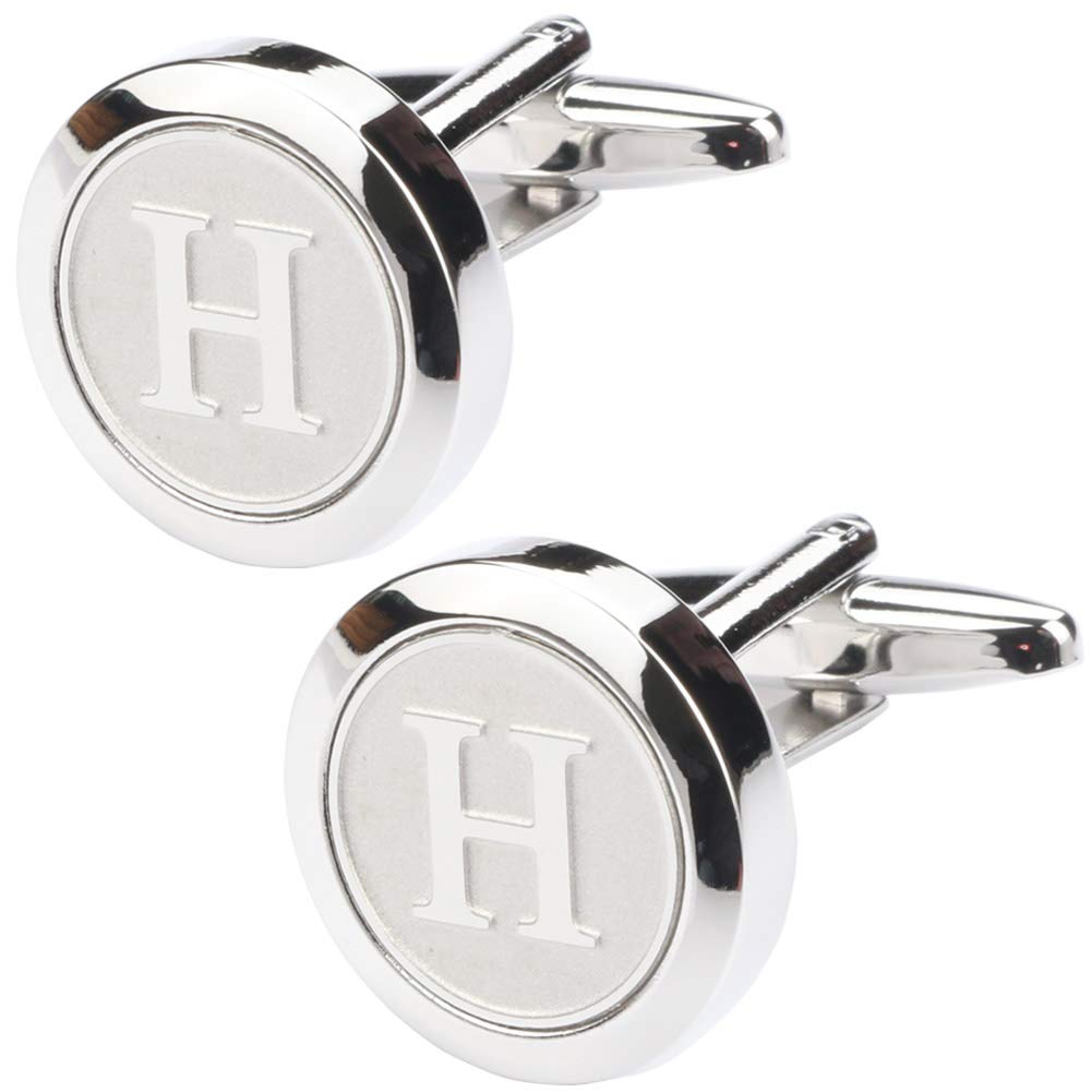 Mens Classic Stainless Steel Initial Cufflinks 26 Alphabet Initial Letter Cufflinks Business Wedding Shirts A-Z