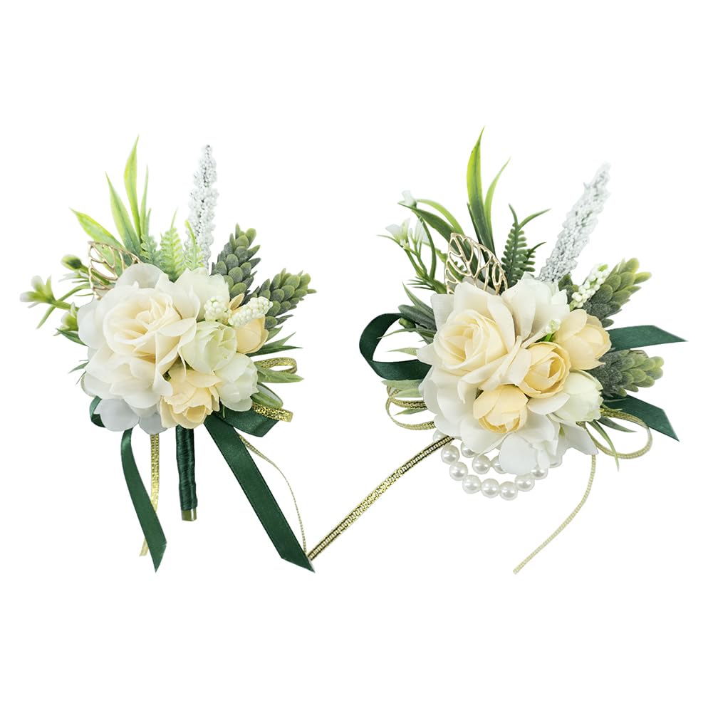 2Pcs Blue Wrist Corsage and Boutonniere Set for Prom Wedding