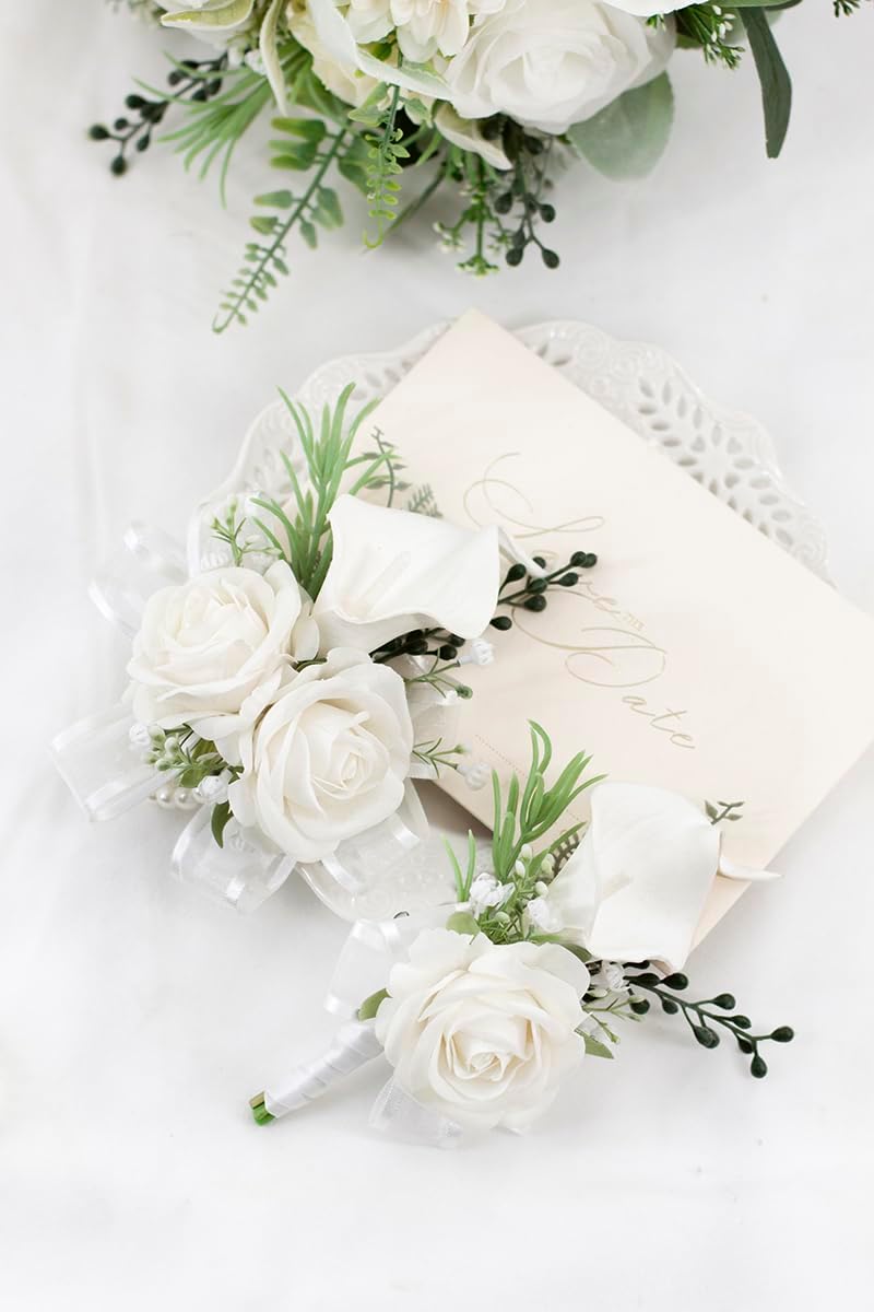 1Pc Single Ivory White Boutonnieres for Men Wedding Prom