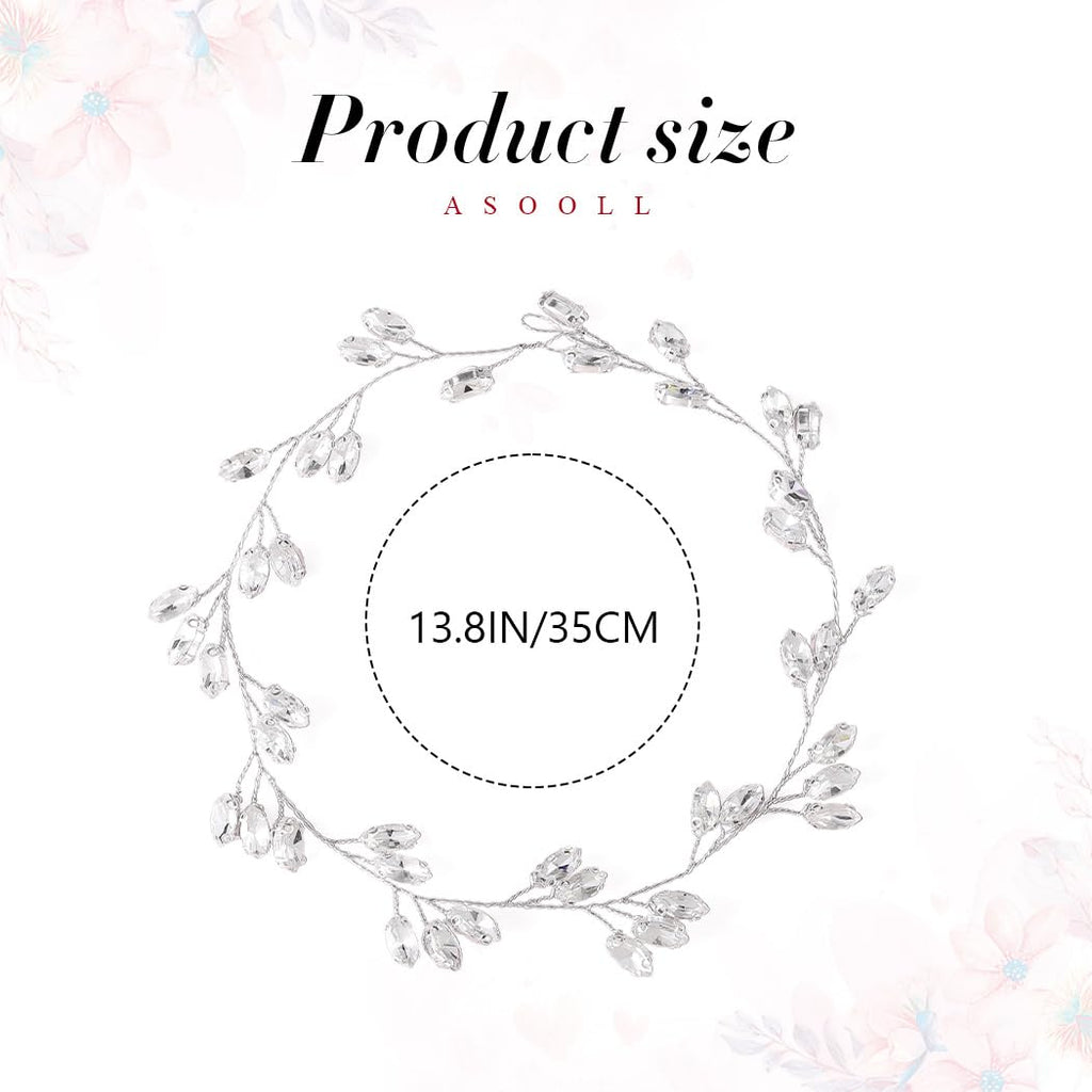Asooll Wedding Hair Accessories Silver Bridal Hair Piece Rhinestone Hair Vine for Women