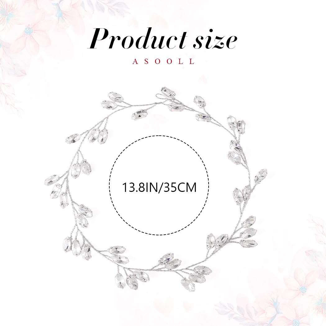 Asooll Wedding Hair Accessories Silver Bridal Hair Piece Rhinestone Hair Vine for Women