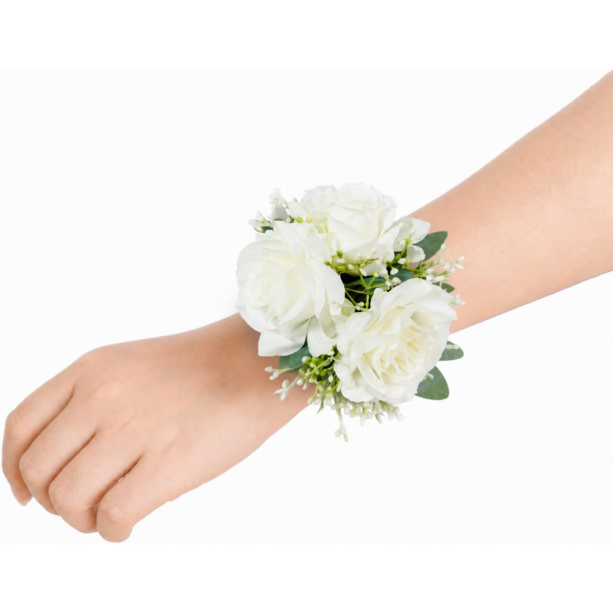 Rinlong 2Pcs White Orchid Wrist Corsage for Wedding, Prom, Homecoming