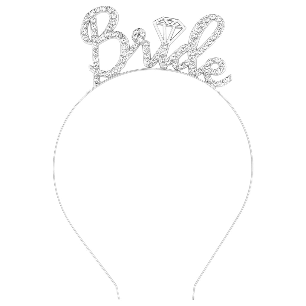 Bride Headband Bachelorette Party Decorations Bridal Headband for Bridal Shower, Bachelorette Party, Wedding (Silver)
