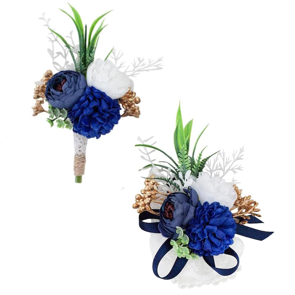 Ansofi Terracotta Corsage and Boutonniere Set Artificial Rose Flower
