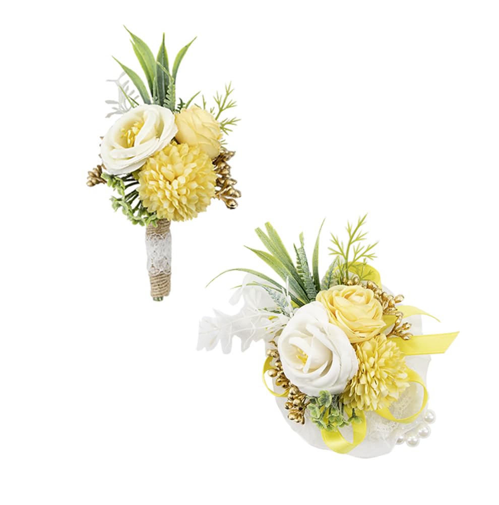 Ansofi Terracotta Corsage and Boutonniere Set Artificial Rose Flower