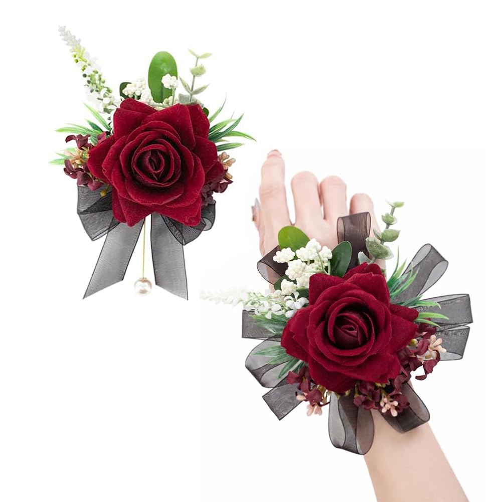 Purple Corsage and Boutonniere Set Girl Prom Corsage Wristlet