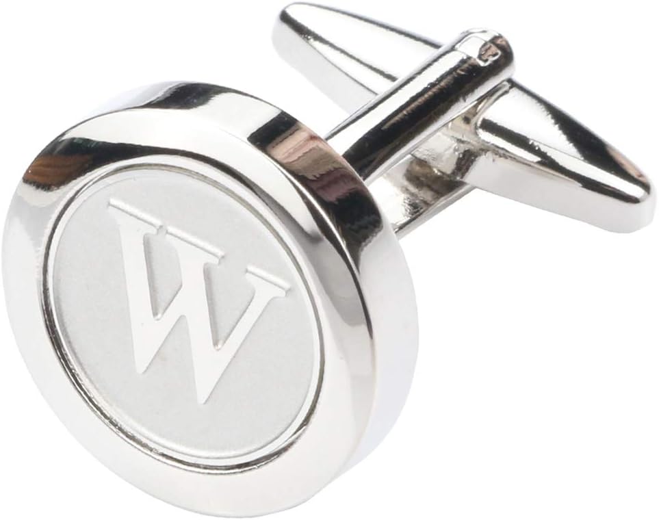 Mens Classic Stainless Steel Initial Cufflinks 26 Alphabet Initial Letter Cufflinks Business Wedding Shirts A-Z