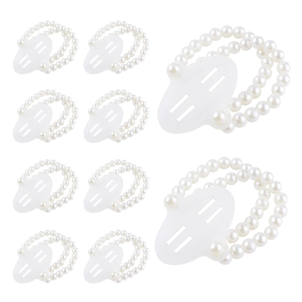10 Pieces Pearl Corsage Wristlet Bracelet Elastic Wrist Corsages Bands for Wedding Prom Pearl Corsage Bracelet DIY Corsages Accessories for Bride Shower Party Stretch Wristband for Hand Flower (White)