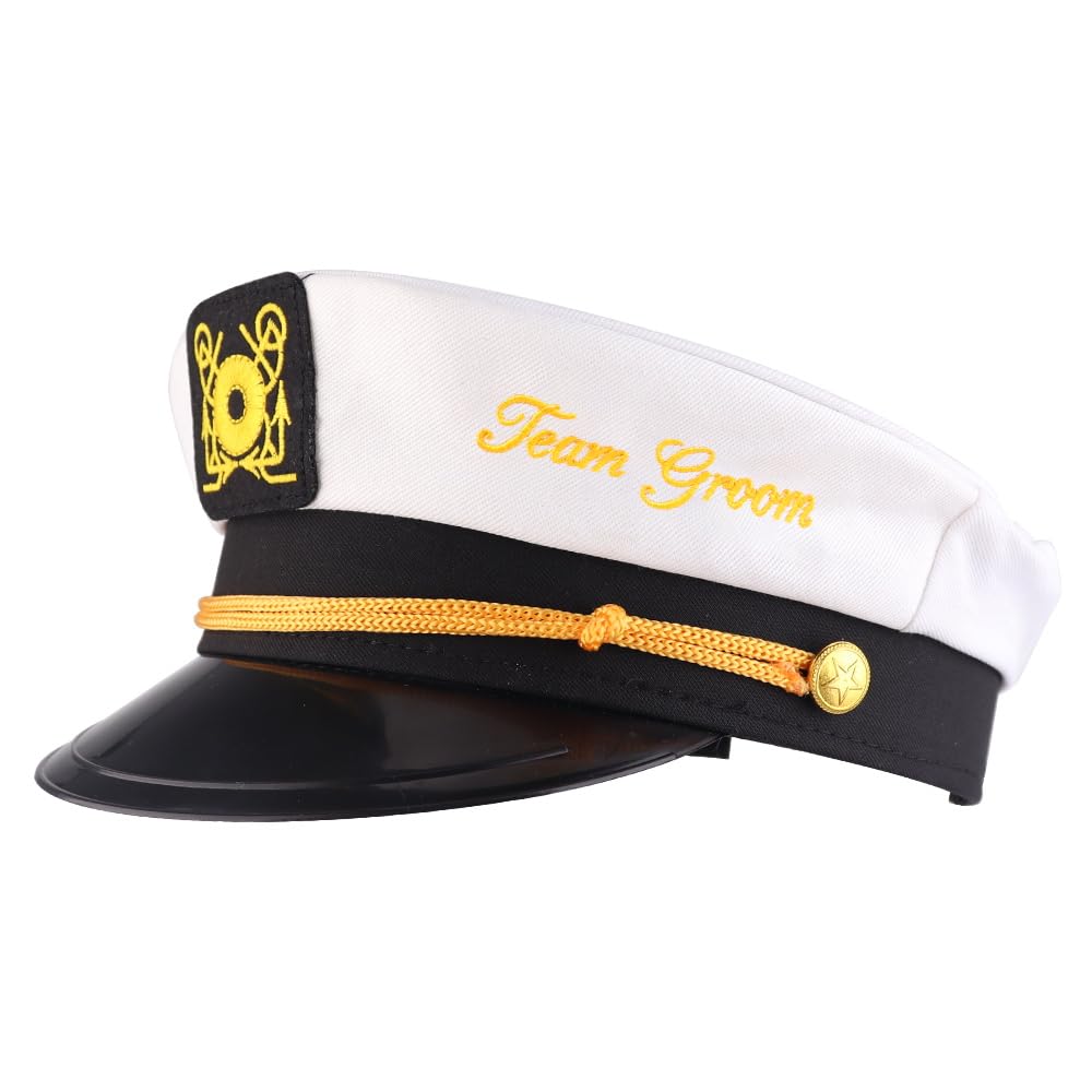 Brosash Bachelor Party Captain's Hat - Groom to Be Nautical Bachelor Hat | Funny Accessory Boats n' Hoes Bridal Shower