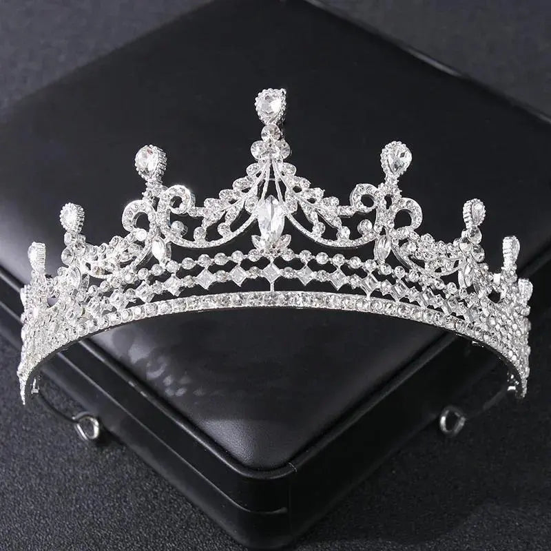 Silver Color Crystal Tiaras And Crowns For Bride Women Party Queen Bridal Wedding Hair Accessories Jewelry Headpiece Crown Tiara
