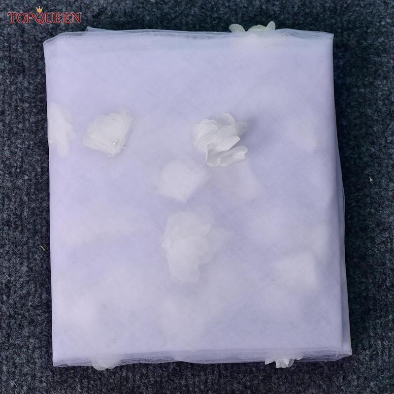 TOPQUEEN V20s 3D Flowers Wedding Veil Luxurious Bridal Veils Wedding Long Veu Bride 5 Meters Cathedral Drop Veil Pure White VEIL