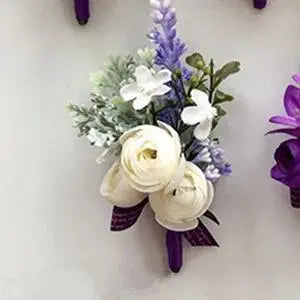 Romantic Chic Purple Handmade Artificial Silk Flower Corsage & Boutonniere Set - Realistic Look, Long-Lasting, All Year Beautiful Romantic Fashion Wrist Bracelet & Brooch Jewelry for Bride, Birthday Gifts, Party Decoration