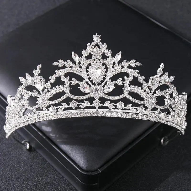 Silver Color Crystal Tiaras And Crowns For Bride Women Party Queen Bridal Wedding Hair Accessories Jewelry Headpiece Crown Tiara