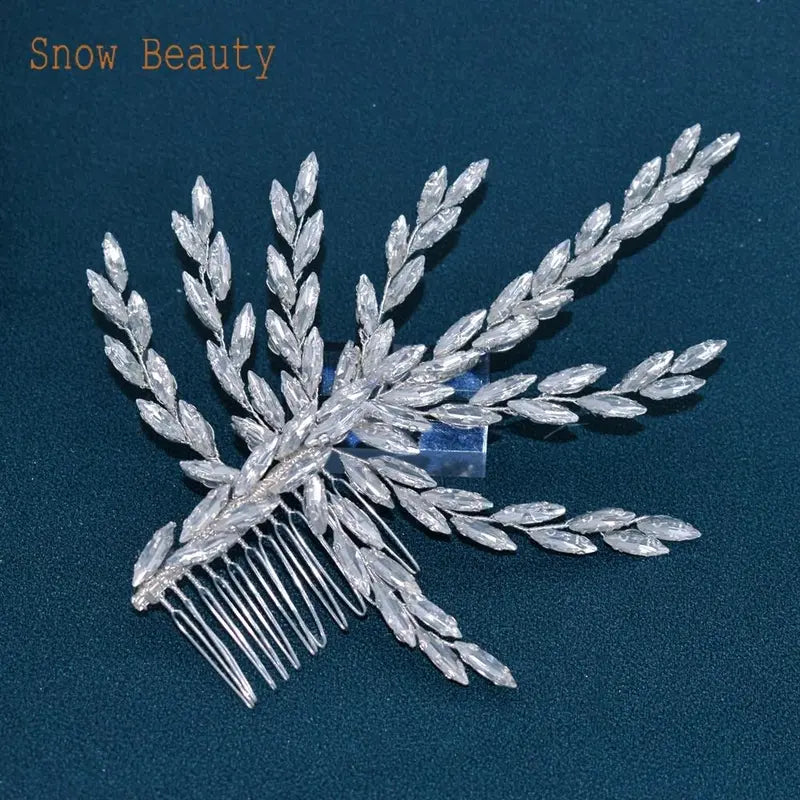 A422 Silver Bridal Hair Piece Shinny Wedding Headbands Tiaras Handmade Wedding Hair Accessories Head Jewelry Bride Headwear