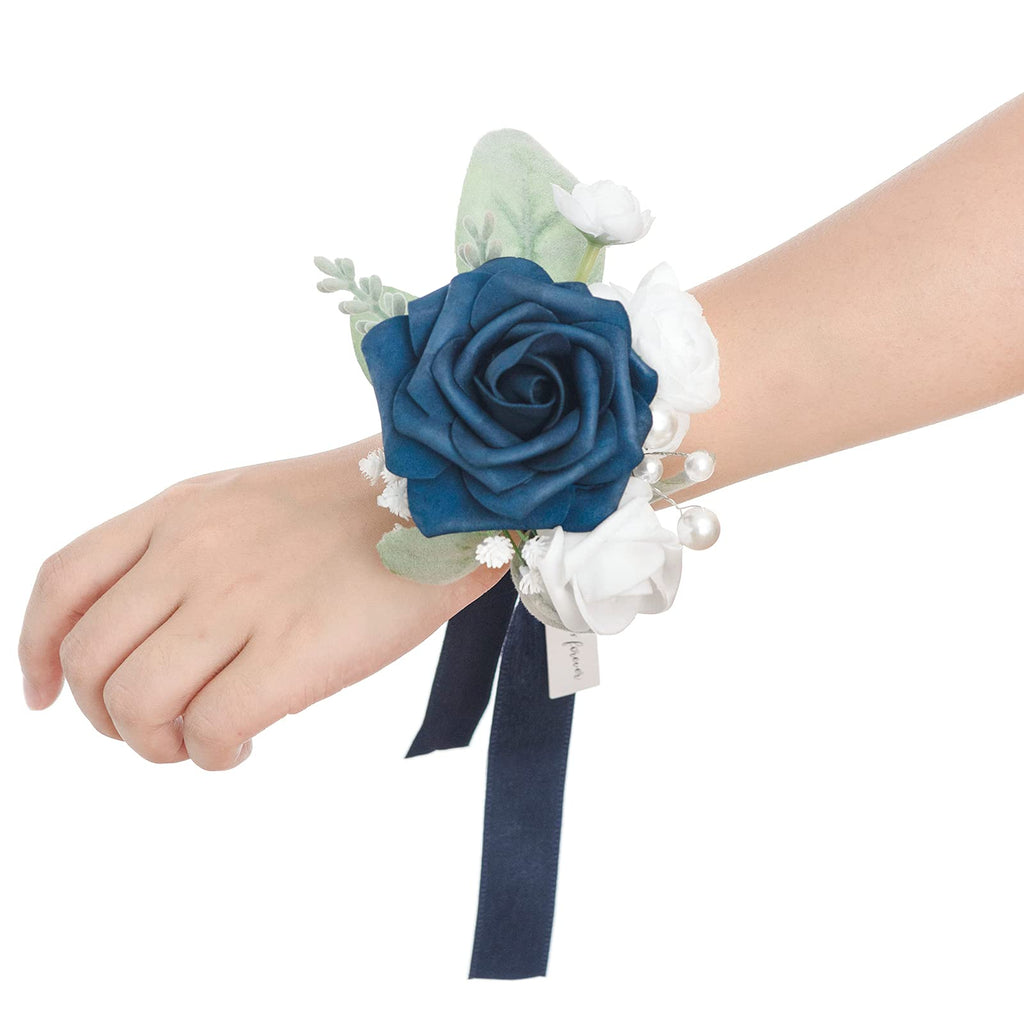 Ling's moment 6pcs Corsage Wristlet, Fall Wedding Decor, Teal Orange